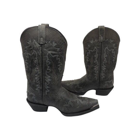 Laredo Men's 10" Cowboy Snip Toe Western Boots Grey Leather Size 9D - Picture 6 of 8